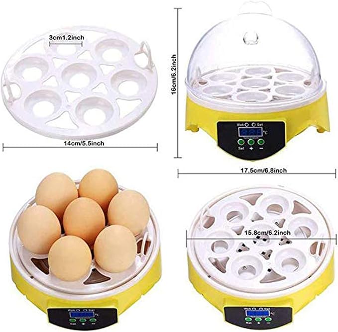 Egg Incubator, Semiautomatic Egg Incubators, 7 Eggs Hatcher Digital Egg Incubator Automatic Turning, Automatic Temperature Control Egg Incubator Hatcher Machine