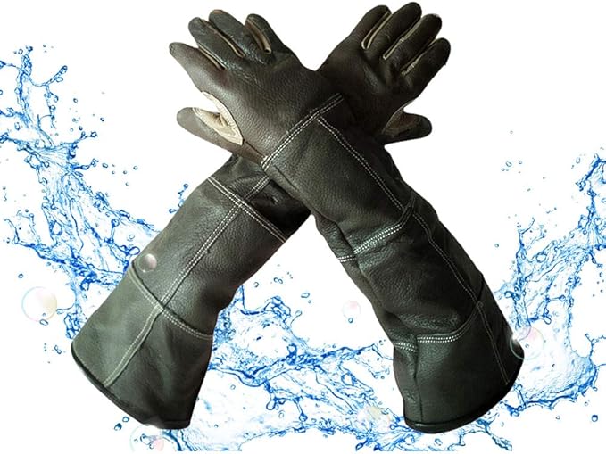 YBB Waterproof Animal Handling Gloves, Anti-Scratch/Bite Protective Long Gloves for Pet Cat Bathing Dog Bird(S)