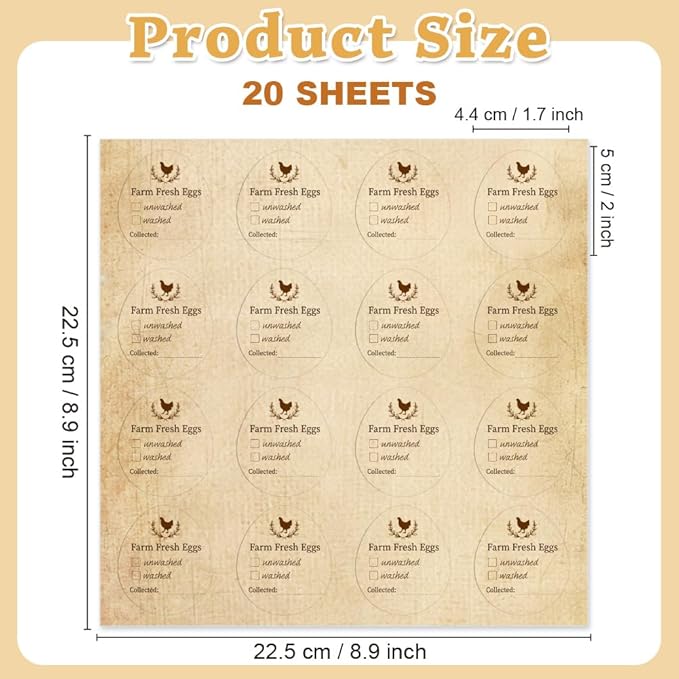 320 Pcs Egg Carton Labels, Washed or Unwashed Egg Sticker Collected Date Writable Irregular PET Adhesive Egg Packaging Sticker for Box Container Carton Farm Supplies, 2x1.7 Inch