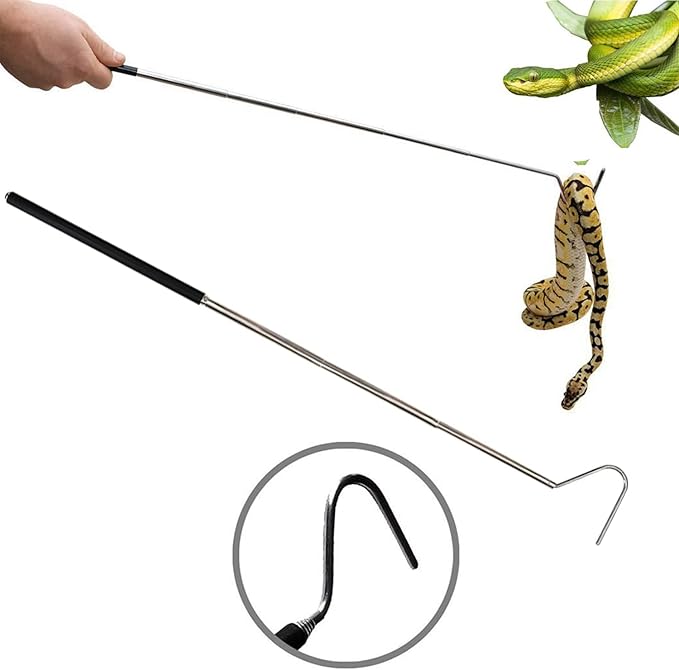 Animal Handling Glove Bite Proof Gloves Scratch Resistant for Grabbing Reptile, Grooming, Trips to Vet. Puncture for Cat Dog Bird Falcon Livestock Snake with 40inch Collapsible Snake Hook