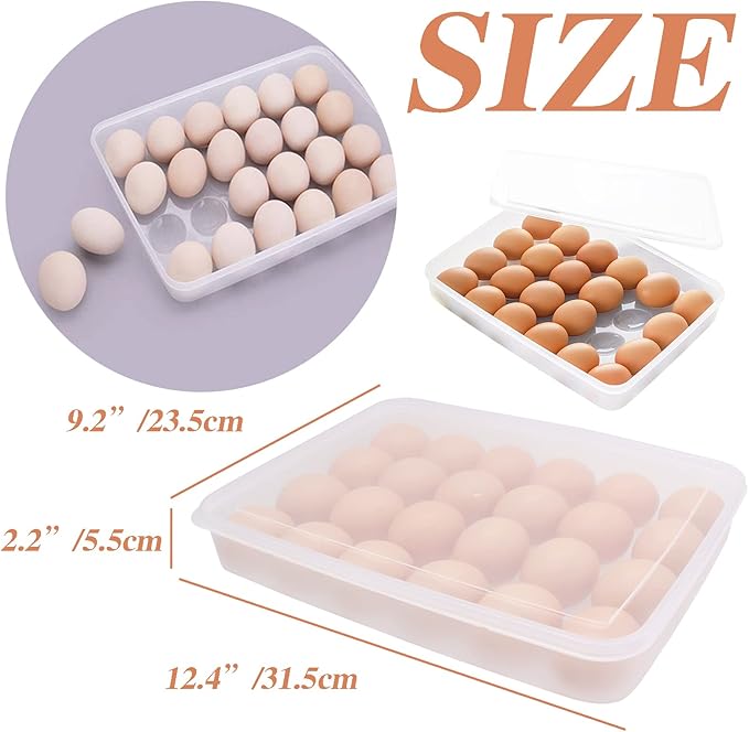 Anyumocz 2 Pack Covered Egg Holder,Clear Egg Holder Storage Container,Stackable Plastic Refrigerator Egg Trays for Deviled Egg,Protect and Keep Fresh(48 Eggs)