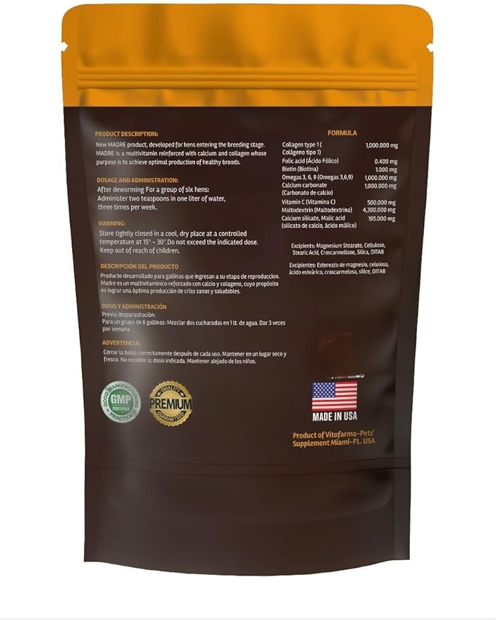 Madre Vitamin for Hens Rooster for Healthy Egg Producction and Fertility 240 gr