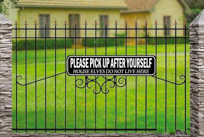Funny Cleaning Reminder Metal Sign - 'Pick Up After Yourself' Humorous House Sign for Kitchen, Laundry Room or Entryway 16x4 Inch