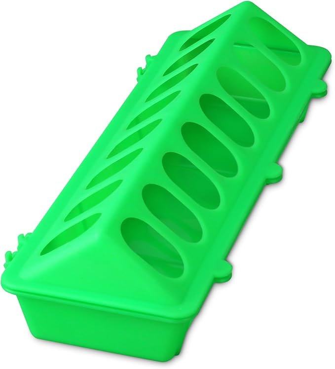 Flip Top Chick Feeder Trough Plastic Flip Top Bird Small Poultry Feeder Chicken Pigeon Duck Quail Feeder Waterer Small Chicken Feeders No Waste No Mess (Green)
