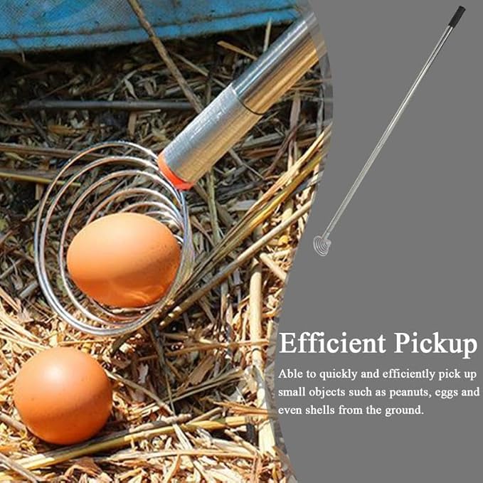 Peanut Picker, Egg Grabber & Nut Gatherer - 42in Adjustable Telescopic Stainless Steel Tool for Chicken Eggs, Potato and Fruit Harvesting (Lightweight, Flexible Basket, Multifunctional Farm Use)