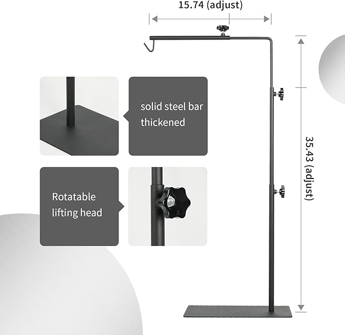 BETAZOOER Reptile Lamp Stand Adjustable 16-35 Inch Domes Heat Lamp Metal Bracket Floor Light Holder Support for Reptile Glass Terrarium Heating Light