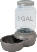 Petmate Mason Inspired Replendish Gravity Waterer, Water Dispenser for Dogs and Cats, 1 Gallon Silver, Made in USA