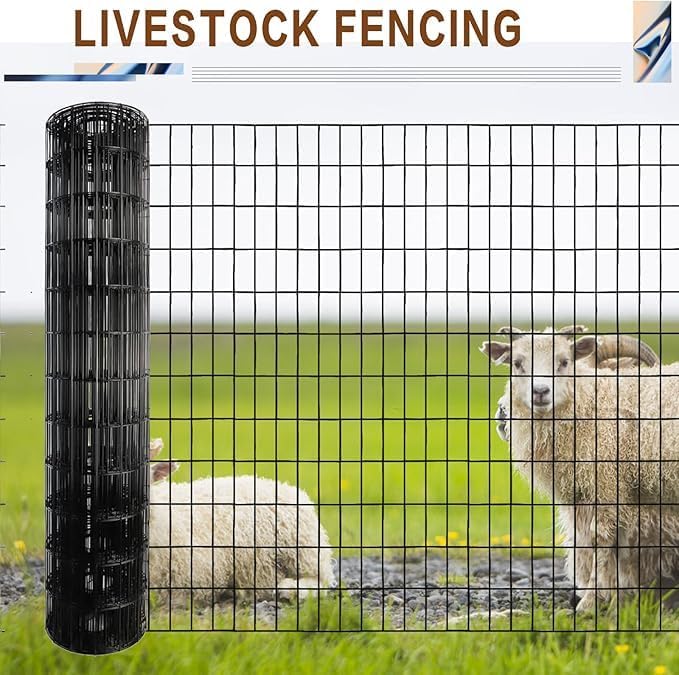 Tongmo 2 ft x 50 ft Black PVC Coated Welded Wire Fence, 16GA Garden Chicken Wire Fence Roll, Mesh Size 2" x 4" Hardware Cloth, Ideal for Yard Protection and Poultry Netting