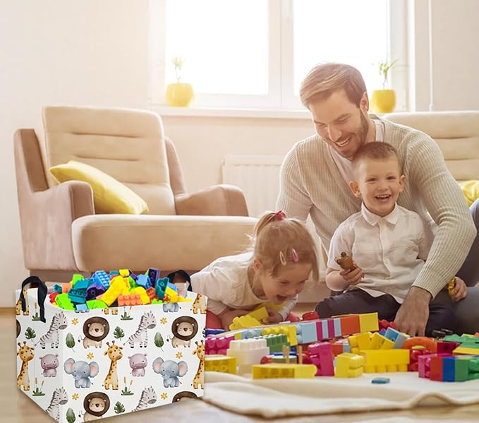Rectangular Kids Basket Animals Storage Baskets Cute Basket Toy Storage Bin Zoo Room Decor for Home(Zoo)