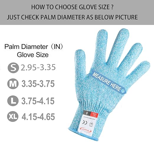 Cutting Gloves, 1 Pairs of Cut Resistant Gloves Food Grade, Cut Resistant Gloves for Kitchen, Oyster Shucking, Fish Fillet Processing, Carving Wood and Gardening(Small-Blue)