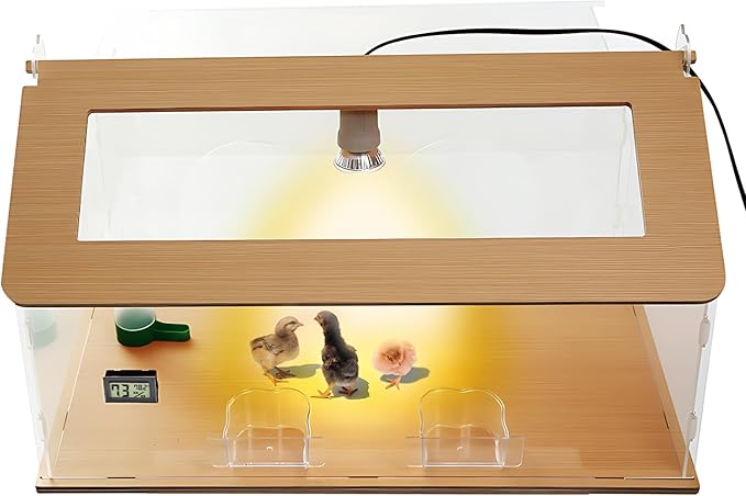 Large Intelligent Newborns Chick Brooder Box Quail Cage Egg Incubator Tortoise Habitat 40-50 Chick Starter Kit,5-in-1 with Adjustable Temperature Control,Feeder,Waterer,Heat Lamp