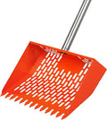 2-in-1 Chicken Poop Scooper & Rake Chicken Coop Scooper for Sand, with Adjustable Long Handle, Sifting Shovel, Chicken Scooper for Poop, Metal, Safety Orange