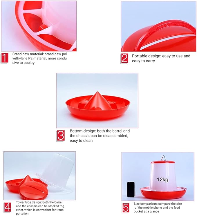 Poultry Feeder Hanging Chicken Food Dispenser Automatic Food Container for Baby Chicken Feeders No Waste