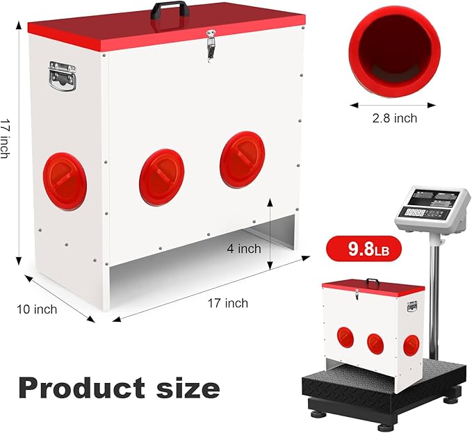 Professional Automatic Chicken Feeder (50LB) - 6 Port Metal Chicken Feeder，Large Capacity Automatic Poultry Feeder System, No Waste Poultry Feeder with Locking Lid for Chickens, Ducks&Poultry