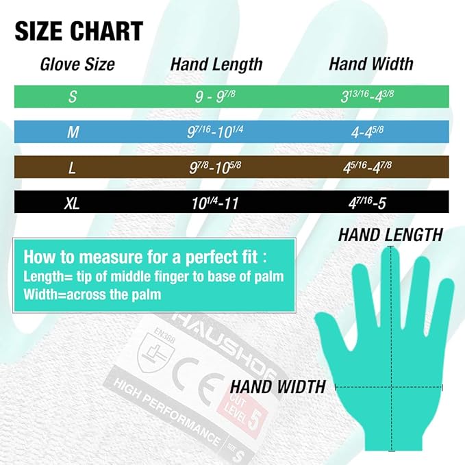 HAUSHOF Cut Resistant Work Gloves Level 5 Protection with Latex Coating, 3-Pairs Cutting Proof Working Gloves Breathable for Men and Women Kitchen, Gardening Work, Medium Size
