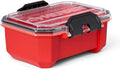 Professional Heavy Duty Waterproof Stackable Plastic Storage Container with Hinged Lid, Red, Rectangular, (0.8 Gal)