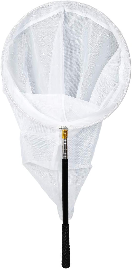 RESTCLOUD Professional Insect and Butterfly Net with 14" Ring, 26" Net Depth, 59" Telescopic Handle Full Extends to 73" Stainless Lockable