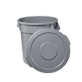 Feed and Seed Storage Container, 20 Gallon Gray Round Commercial Trash Can and Lid, Food Storage Plastic Bin, Use in Agricultural, Gardening, or Household