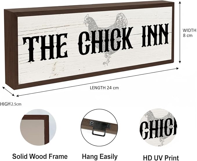Farm Decor, The Chic Inn Sign, Funny Outdoor Garden Farm Signs, Farmhouse Hen House Coops Decor, Country Style Home Decors, Chicken Gifts 9.5x3.1x1 inches