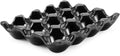 Flexzion 12 Cup Ceramic Egg Tray - Whole Dozen Porcelain Egg Holder Container Storage Organizer Decorative Serving Stand Serveware for Refrigerator Countertop