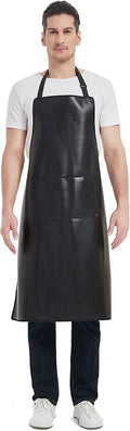 Waterproof Apron, Heavy Duty Work Apron, Artificial Leather Apron Ideal for Chef,Butcher,Barber,Cleaning