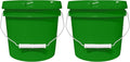 1-Gallon Bucket with Airtight Lid – Made in USA, Food Grade BPA Free Plastic, Heavy Duty Multi-Use, Metal Handle with Grip, Stackable Storage – Green, 2 Pack