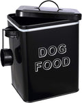 Dog Food Storage Container Farmhouse Pet Food Storage Containers with Lid and Scoop, Perfect Vintage Canister Treats Tin for Kitchen Countertop, Shelf, Great Gift for Pet Owners - Dog Food - Black