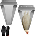 Large Chicken Kill Cones for Butchering, Upgraded Thickened Stainless Steel Flat-Back Kill Cone for Poultry Processing, Fits Chickens up to 18 lbs, Ideal for Farm or Backyard Use (2 Pack, Silver)
