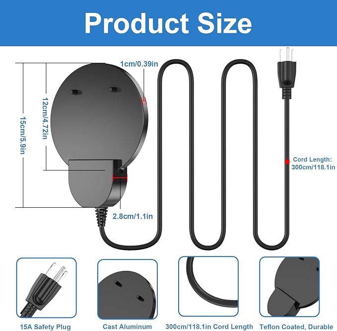 150W Specialized Bird & Chicken Waterer Heater - Tailored for Avian and Poultry Drinking Needs - Perfect for Indoor & Outdoor Winter Use - Durable Aluminum Cast for Rapid, Efficient Heating