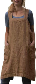 Japanese Pinafore Apron Smock Cotton Apron with Pockets Plus Size Aprons for Women