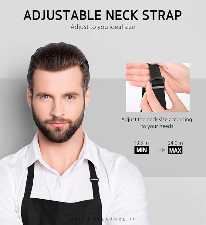 Syntus Adjustable Bib Apron with 2 Pockets Cooking Kitchen Aprons for Women Men Chef