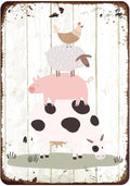Rustic Farm Animals Metal Sign Chicken Sheep Pig Cow Vintage Style Wall Decor for Farmhouse Gift 12x8 Inches
