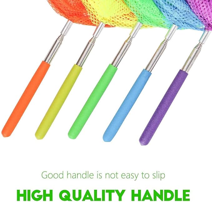 Kids Telescopic Butterfly Fishing Nets for Kids Catching Insect Net Outdoor Tools for Catching Bugs Fish Insect Ladybird, Extendable 34 Inches and Anti Slip Grip