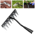 Detachable Gardening Hand Weeder Tool, Upgrade Garden Manganese Steel Weeding Rake Weed Puller Tool, Manual Weeder Claw Remover Tool Long Handle Weed Puller Tool for Farm Backyard (8 Tines)