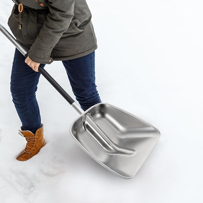 Stainless Steel Snow Shovel and Agricultural Grain Scoop Multifunctional Outdoor Snow Cleaner Metal Shovel Head for Deicing and Food Feeding, Small Size Without Wooden Handle