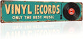 Vinyl Records Metal Tin Sign Vintage Retro Music Wall Decor for Man Cave Bar Studio Garage Game Room 4x16 Inch