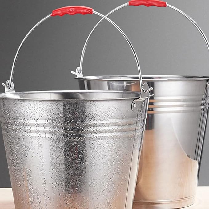 Kichvoe Stainless Steel Bucket with Lid Water for Farm Use Milking and Home Heavy-duty Pickup Bucket for Easy Carrying and Cleaning