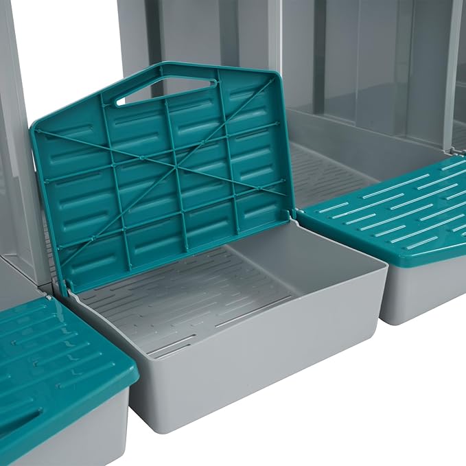 Chicken Nesting Box, 4 Compartments PP Nesting Box, Wall Mountable Nesting Boxes with Inclined Top, Drain Holes & Resting Platform for Chicken and Poultry to Collect Eggs