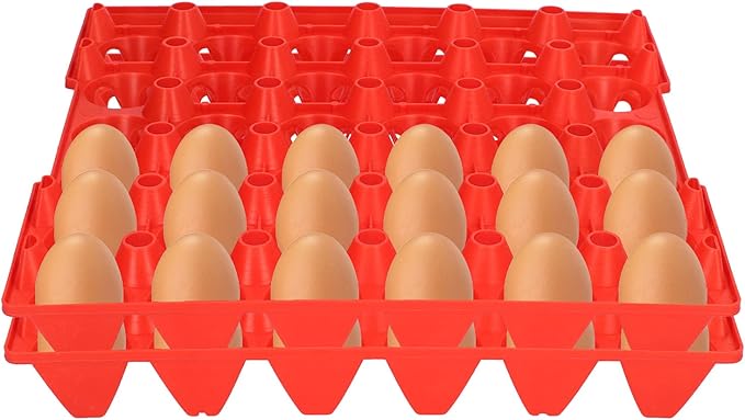 Egg Crate, 5PCS Flats 30 Cell Egg Crates Holder Tray Egg Tray Egg Cartons Stackable Egg Cartons Hold Multiple Eggs Home Farm Supplies for Storing, Sorting, and Shipping Eggs (Red)