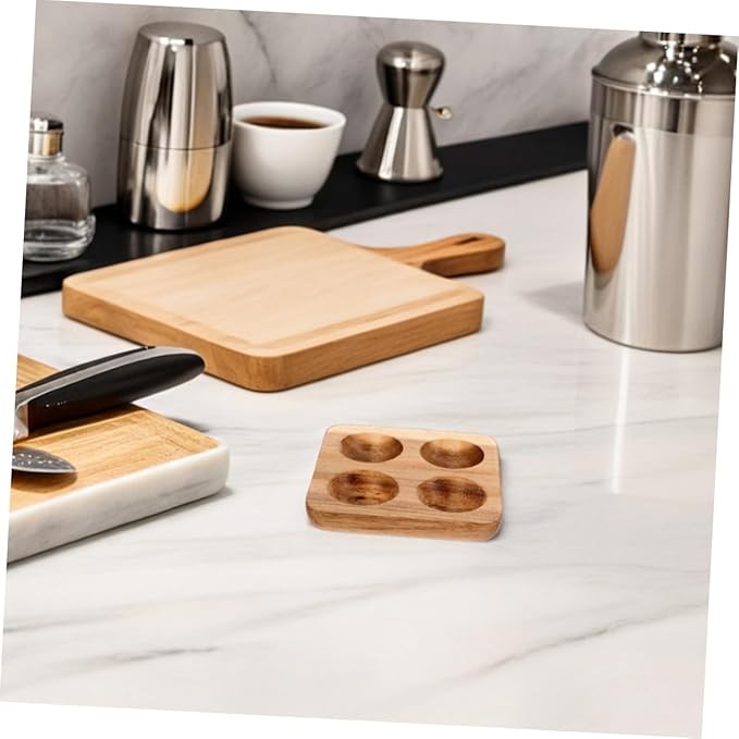 DOITOOL 2pcs Acacia Wood Egg Holder Rustic Countertop Egg Basket for Storage and Serving Vintage Kitchen Organizer Rack