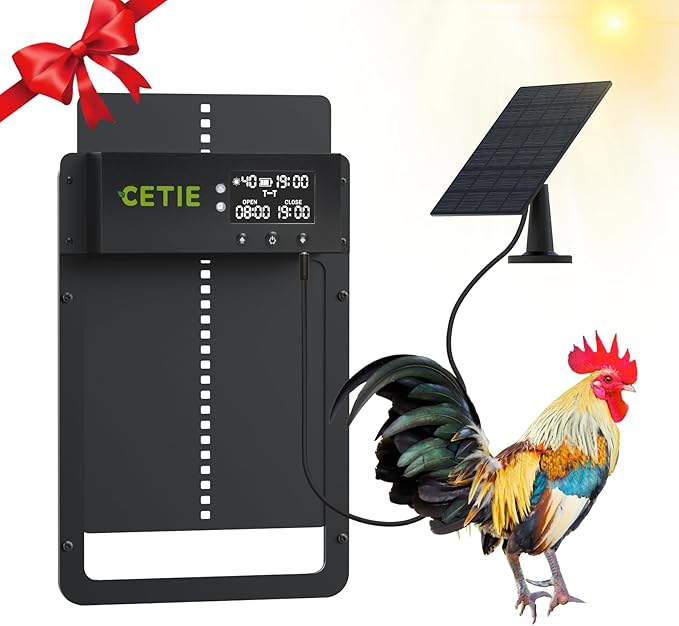 Automatic Chicken Coop Door,Chicken Coop Door with LCD Display,Multi-Modes for Chicken Door,Run Chicken Automatic Door with Anti-Pinch Feature,Solar Chicken Coop with Timer & Light Sensor