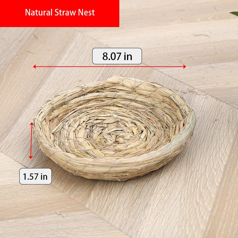 2Pcs Handmade Woven Flat Base Straw Bird Nest Breeding Nest Hatch House Cage for Pigeons - brown, Russet Chickens - Image 6