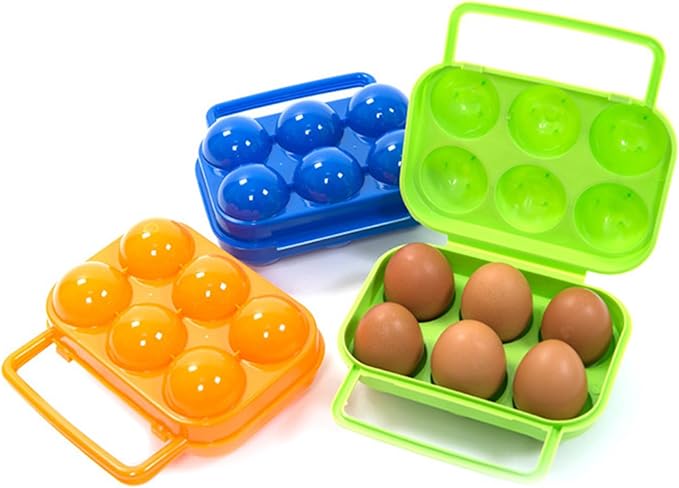 FantasyDay 6 Grids Egg Holders, Sturdy Shockproof Durable Egg Cartons Egg Containers With Lid for Refrigerator - Large Capacity Egg Organizer Box for Home Kitchen Outdoor Picnic Hiking Storage