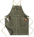 Jeanerlor - 16oz Water-Resistant Work Aprons for Women and Men Canvas Tool Apron with Pockets Adjustable S to XXXL