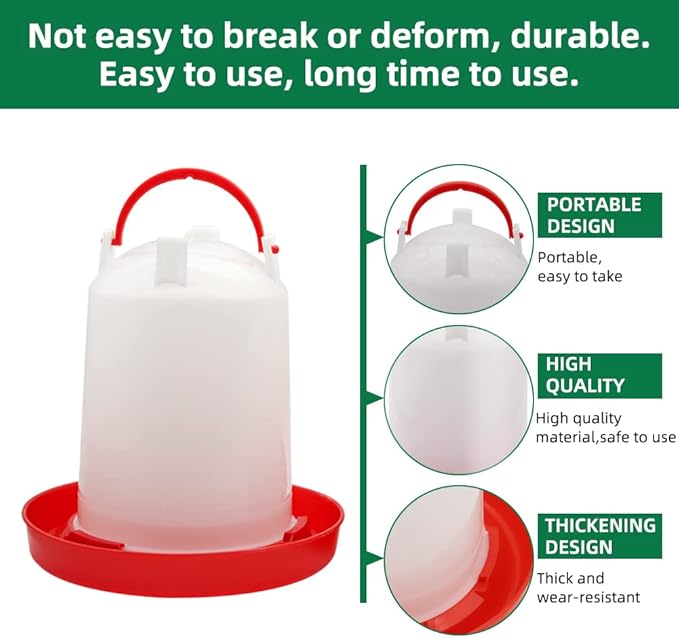 Chicken Feeder Waterer Kit Hanging 3.17 Quart Poultry Water Fountain & 6.6lb Feeder for Chick Duckling & Gosling