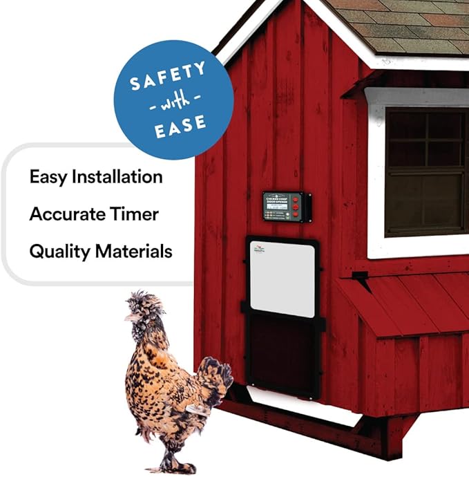Manna Pro Harris Farms Automatic Chicken Coop Door, Auto Chicken Door for Backyard Coops, Battery Operated, Weather-Resistant, Easy Install Automatic Coop Door