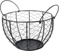 Egg Basket Holder Countertop Farmhouse Metal Wire Egg Basket For Collecting Fresh Eggs,Round Handle Vintage Style Collecting Portable
