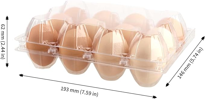 JAPCHET 100 Pack Plastic Egg Cartons, Clear 12 Egg Cartons Dozen Plastic Egg Carton Bulk for Kitchen, Fridge, Market and Farms