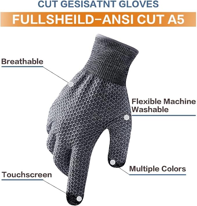 Fullsheild Cut Resistant Gloves Food Grade Level 5 Protection for Kitchen Anti Cut Gloves for Meat Cutting Woodworking