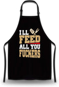 Barista Apron for Men Ill Feed All You Fuckers Cute Aprons for Women for Kitchen Cooking Restaurant BBQ Painting Crafting Gardening 27” (W) x 31” (H), Waterproof Aprons
